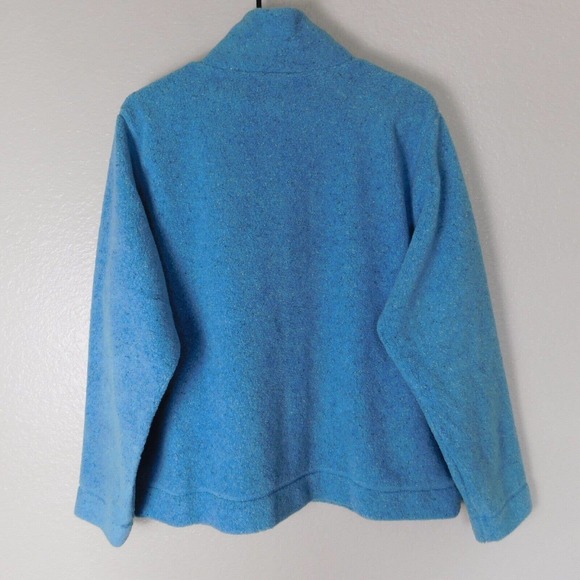 L.L. Bean Women Sweatshirt Large Button Up Light Blue Fuzzy Long Sleeve Casual - Picture 4 of 9